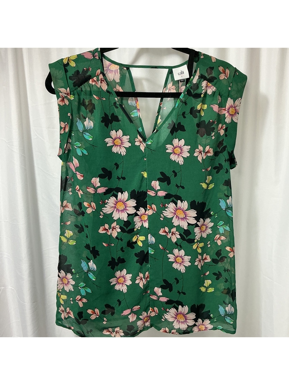 Cabi 2 Pc Floral Blouse Top Set Women’s S Green Black Floral Casual office Work